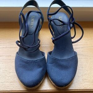 Ralph Lauren Caralee Navy Canvas Slingback Espadrilles 8.5